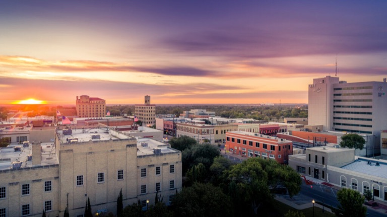 Sunrise over downtown Temple, Texas