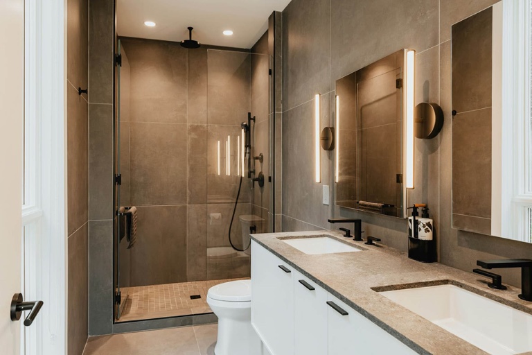 Finished modern bathroom remodeling project